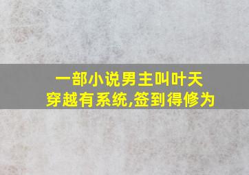 一部小说男主叫叶天 穿越有系统,签到得修为